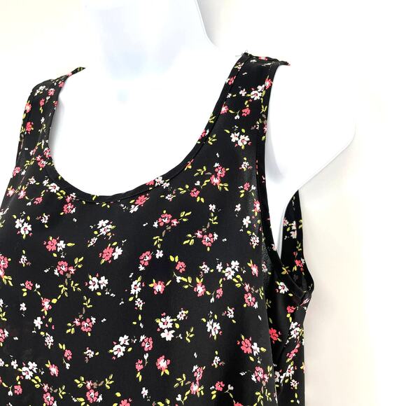 Express Black Floral Open Back Tank S - Picture 3 of 8